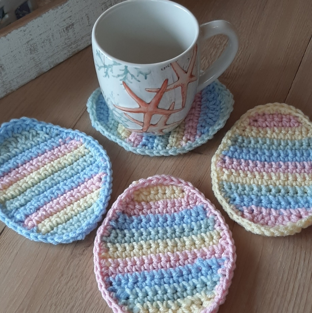 Easter eggs crochet coasters